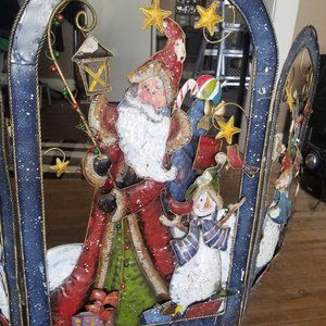 Vintage Metal Fireplace Holiday Decor